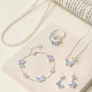 Butterfly Earring, Necklace, and Bracelet Set